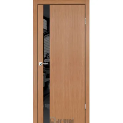 Межкомнатные Двери Darumi Doors Plato Line PTL-04 дуб натуральный Черное стекло Ламинатин-0