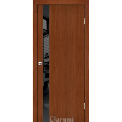 Межкомнатные Двери Darumi Doors Plato Line PTL-04 орех роял Черное стекло Ламинатин-0