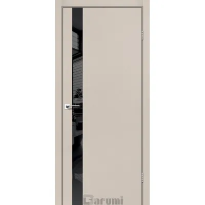 Межкомнатные Двери Darumi Doors Plato Line PTL-04 дымчастый краст Черное стекло Ламинатин-0