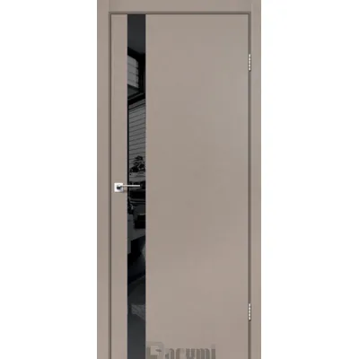 Межкомнатные Двери Darumi Doors Plato Line PTL-04 серый краст Черное стекло Ламинатин-0