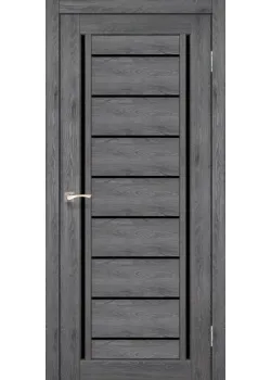 Двери Korfad Venecia Deluxe VND-01 дуб марсала Черное стекло