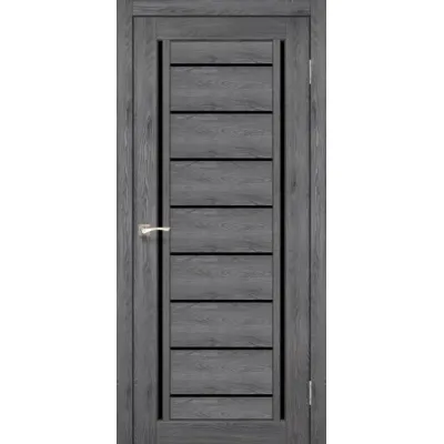 Двері Korfad Venecia Deluxe VND-01 дуб марсала Чорне скло-0