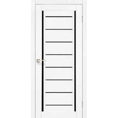 Межкомнатные Двери Korfad Venecia Deluxe VND-01 Ясень белый Черное стекло ПВХ плёнка-0