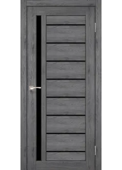 Двери Korfad Venecia Deluxe VND-02 дуб марсала Черное стекло