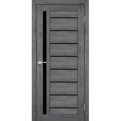 Міжкімнатні Двері Korfad Venecia Deluxe VND-02 дуб марсала Чорне скло ПВХ плівка-0