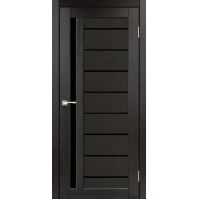 Межкомнатные Двери Korfad Venecia Deluxe VND-02 венге Черное стекло ПВХ плёнка-0