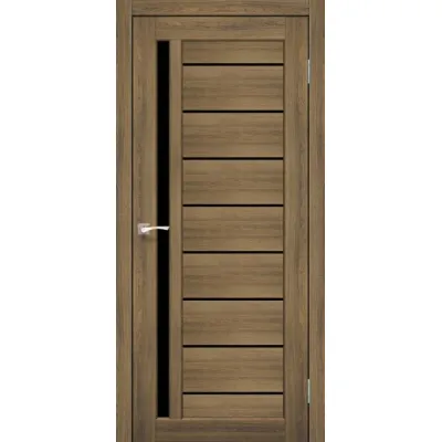 Міжкімнатні Двері Korfad Venecia Deluxe VND-02 дуб браш Чорне скло ПВХ плівка-0