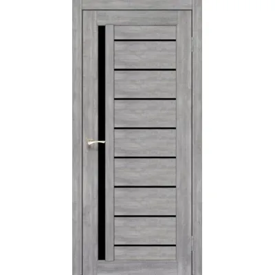 Міжкімнатні Двері Korfad Venecia Deluxe VND-02 Еш-вайт Чорне скло ПВХ плівка-0