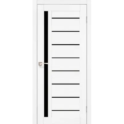 Міжкімнатні Двері Korfad Venecia Deluxe VND-02 Ясен білий Чорне скло ПВХ плівка-0