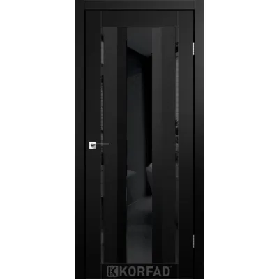 Межкомнатные Двери Korfad Aliano AL-02 Super PET Двухстороннее черное стекло ПВХ плёнка-3