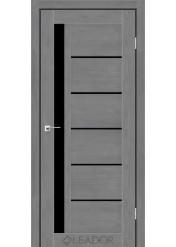 Двери Leador Doors Bariano кедр серый Черное стекло