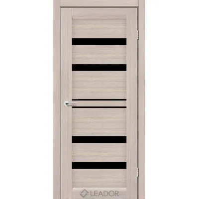 Міжкімнатні Двері Leador Doors Cremona монблан Чорне скло ПВХ плівка-0