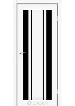 Двери Leador Doors Colico белый матовый Черное стекло