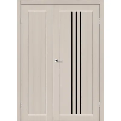 Міжкімнатні Двері Leador Doors Verona полуторні Чорне скло ПВХ плівка-0