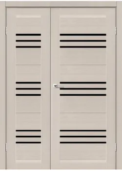 Двери Leador Doors Sovana дуб латте полуторные Черное стекло