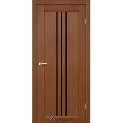 Міжкімнатні Двері Leador Doors Verona браун Чорне скло ПВХ плівка-0