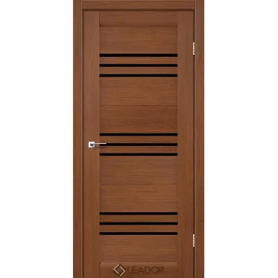 Межкомнатные Двери Leador Doors Sovana браун Черное стекло ПВХ плёнка-0