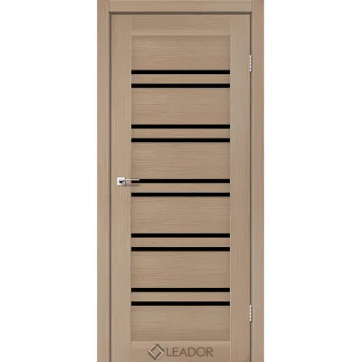 Межкомнатные Двери Leador Doors Sicilia дуб мокко Черное стекло ПВХ плёнка-0