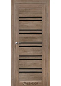 Двери Leador Doors Sicilia серое дерево Черное стекло