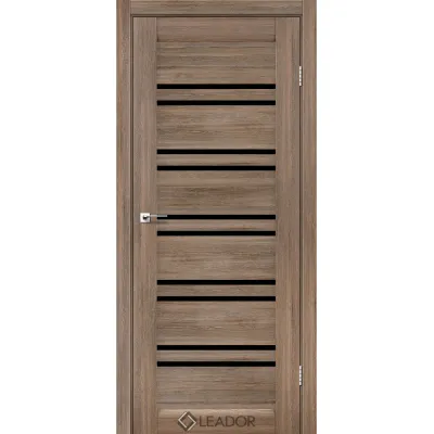 Міжкімнатні Двері Leador Doors Sicilia сіре дерево Чорне скло ПВХ плівка-0