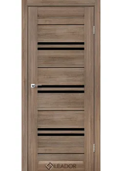 Двери Leador Doors Malta серое дерево Черное стекло
