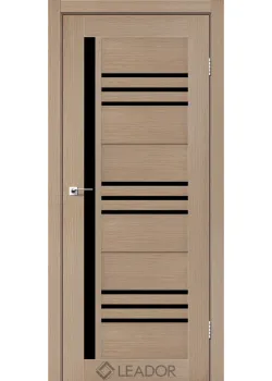 Двери Leador Doors Compania дуб мокко Черное стекло