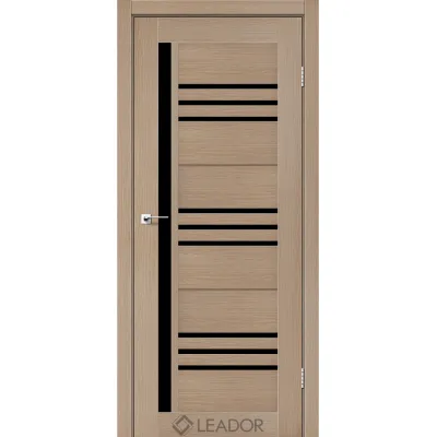 Міжкімнатні Двері Leador Doors Compania дуб мокко Чорне скло ПВХ плівка-0