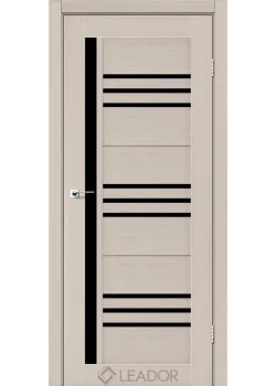 Двери Leador Doors Compania дуб латте Черное стекло