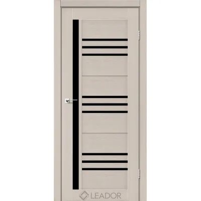Міжкімнатні Двері Leador Doors Compania дуб латте Чорне скло ПВХ плівка-0