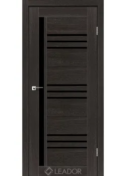 Двери Leador Doors Compania дуб саксонский Черное стекло