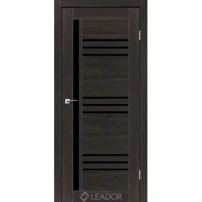 Міжкімнатні Двері Leador Doors Compania дуб саксонський Чорне скло ПВХ плівка-0