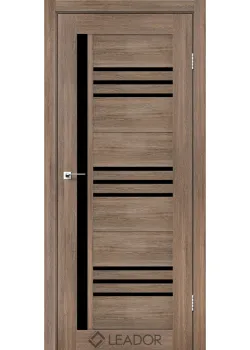 Двери Leador Doors Compania серое дерево Черное стекло