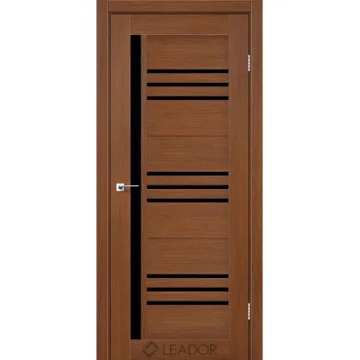 Межкомнатные Двери Leador Doors Compania браун Черное стекло ПВХ плёнка-0