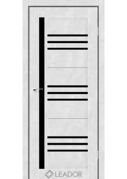 Двери Leador Doors Compania белый бетон Черное стекло