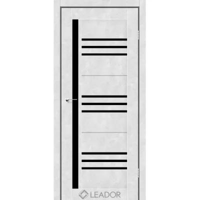 Міжкімнатні Двері Leador Doors Compania білий бетон Чорне скло ПВХ плівка-0