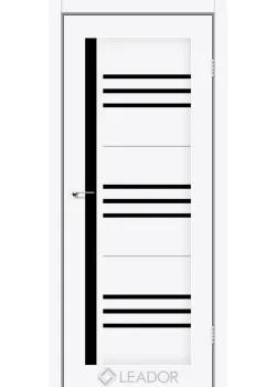 Двери Leador Doors Compania белый матовый Черное стекло