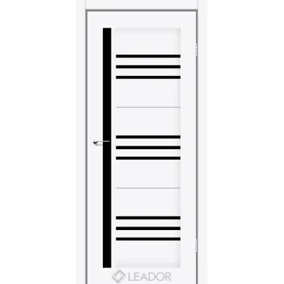 Межкомнатные Двери Leador Doors Compania белый матовый Черное стекло ПВХ плёнка-0