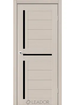 Двери Leador Doors Lazio дуб латте Черное стекло