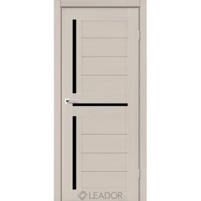 Межкомнатные Двери Leador Doors Lazio дуб латте Черное стекло ПВХ плёнка-0