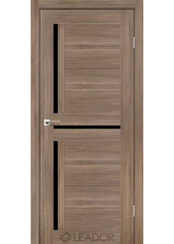 Двери Leador Doors Lazio серое дерево Черное стекло
