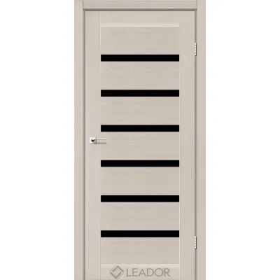 Межкомнатные Двери Leador Doors Latina дуб латте Черное стекло ПВХ плёнка-0