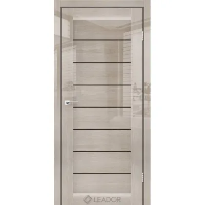 Міжкімнатні Двері Leador Gloss RONDA Чорне скло ПВХ плівка-1