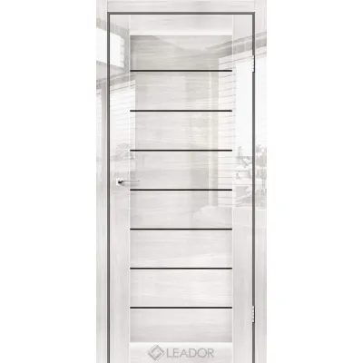 Міжкімнатні Двері Leador Gloss RONDA Чорне скло ПВХ плівка-0