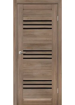 Двери Leador Doors Sovana серое дерево Черное стекло