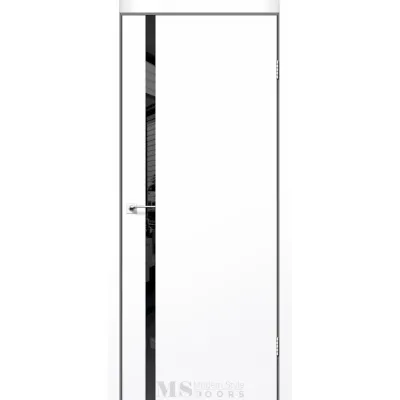 Міжкімнатні Двері MSDoors Fashion Holst NEBRASKA білий матовий Чорне скло ПВХ плівка-0