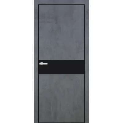 Межкомнатные Двери Омис FLAT ALU 13H черный браш торец BLK Цемент темный ПВХ плёнка-0