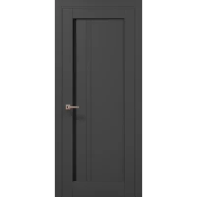Межкомнатные Двери Папа Карло Millenium ML-612 темно-серый супермат Черное стекло ПВХ плёнка-0
