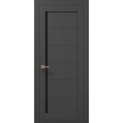 Межкомнатные Двери Папа Карло Millenium ML-613 темно-серый супермат Черное стекло ПВХ плёнка-0