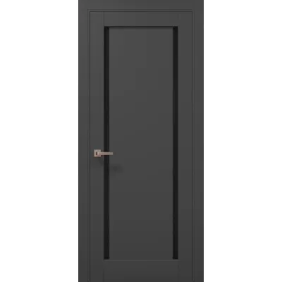 Межкомнатные Двери Папа Карло Millenium ML-62 темно-серый супермат Черное стекло ПВХ плёнка-0