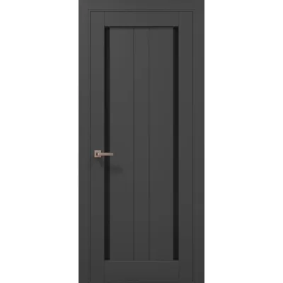 Межкомнатные Двери Папа Карло Millenium ML-621 темно-серый супермат Черное стекло ПВХ плёнка-0